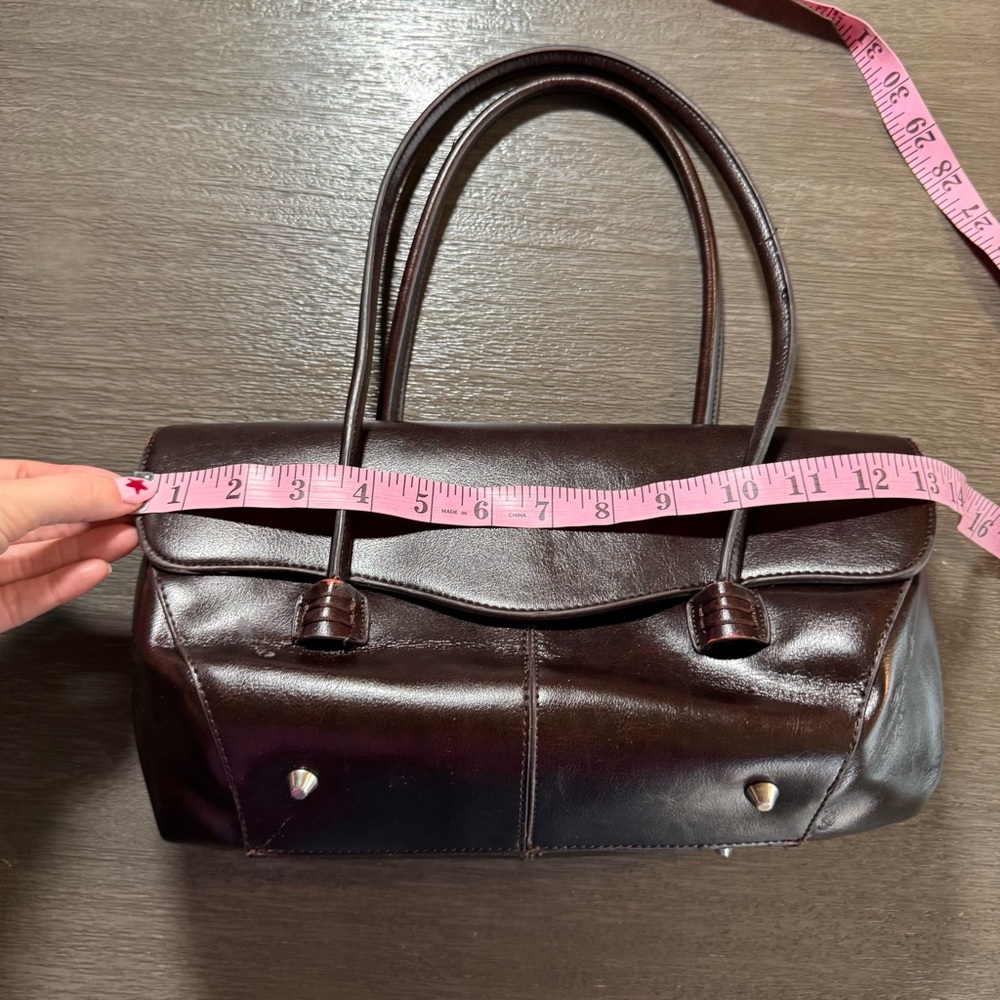 Vintage Baguette Purse Cherry Black Red Leather Shoulder Bag - Picture 11 of 12